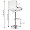 Costway Adjustable Armless Bar Stool Full Back Swivel Kitchen Counter Bar Chair PU Leather White